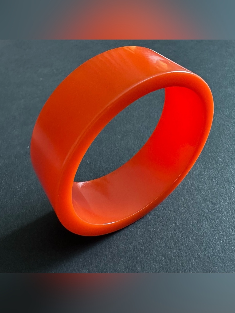 BAKELITE 1930s Halloween Orange Bangle Bracelet 1" Wide Chunky 45g Tested